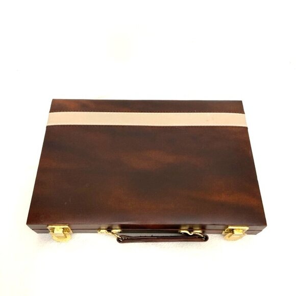 Backgammon Small Travel Compact Faux Leather Briefcase Suitcase - Picture 2 of 7